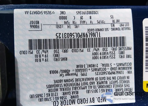 2020 Lincoln Continental Reserve z USA, uszkodzony, nr VIN 1LN6L9NP0L5603125